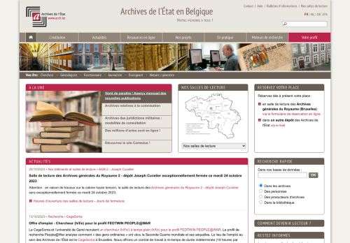 Homepage Archives de l'Etat en Belgique