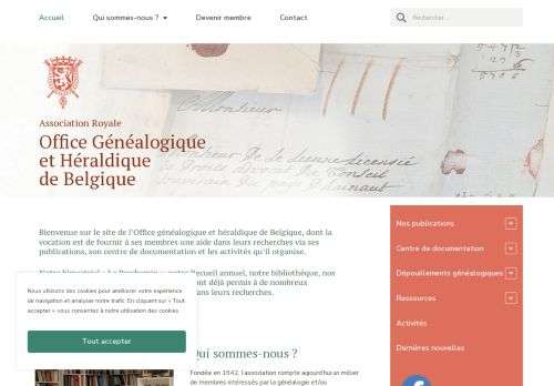 Homepage Office Généalogique et Héraldique de Belgique (OGHB)
